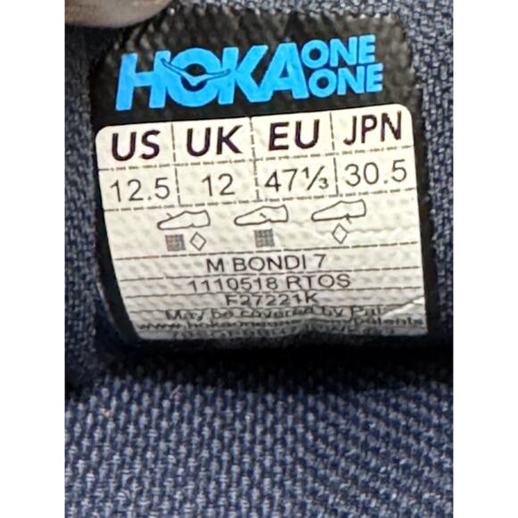 Hoka One One‎ Bondi 7 Shoes Mens Size 12.5 Running Athletic Max Cushion Comfort main image 8